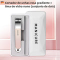 Premium Nail Clipper Set with Nano Glass Nail File, High Carbon Steel Sharp Fingernail & Toenail Clippers, Ergonomic Manicure Set with Storage Case for Home Travel Daily Grooming