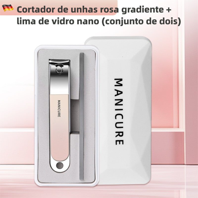 Premium Nail Clipper Set with Nano Glass Nail File, High Carbon Steel Sharp Fingernail & Toenail Clippers, Ergonomic Manicure Set with Storage Case for Home Travel Daily Grooming